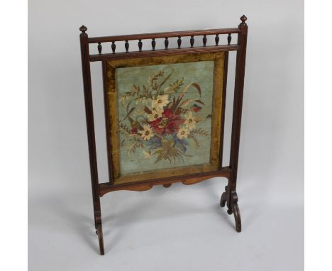 A Late Victorian Mahogany Framed Tapestry Fire Screen, 62cm wide 