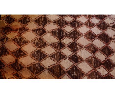A vintage Moroccan Berber Azilal wool rug 1980 with brown and ivory lozenge design 300 x 180cm 