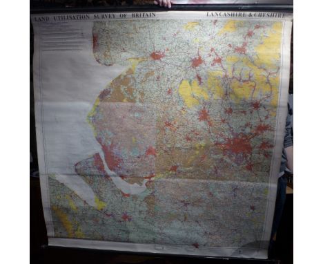 A vintage map depicting the land utilization of Britain, concentrating on Lancashire and Cheshire, from the Map Room at The L