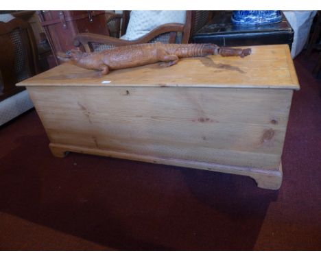 A Victorian pine trunk with fitted candle box, 125 x 48 x 46cm 