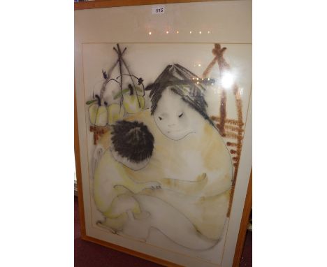 Ha Van Vuong, a pastel portrait 'Woman and Child' signed 