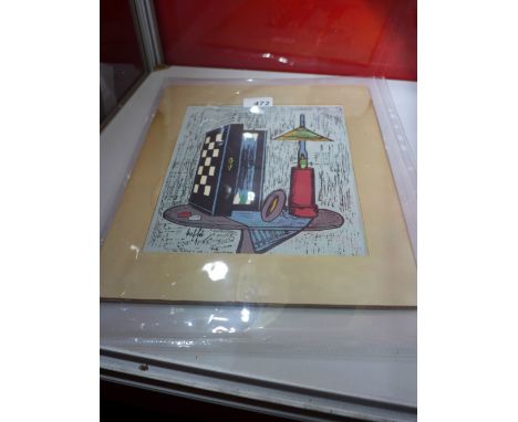 A mounted screen print with original label verso Bernard Buffet 36 x 30cm 