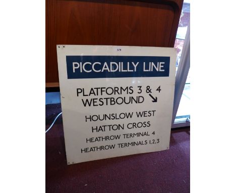 A vintage enamelled London Underground Picadilly Line sign 
