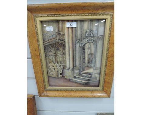 An original water colour of a Church or similar architectural interior