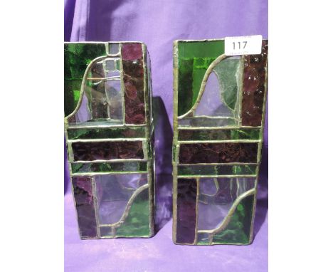Two colour glass and leaded light shades