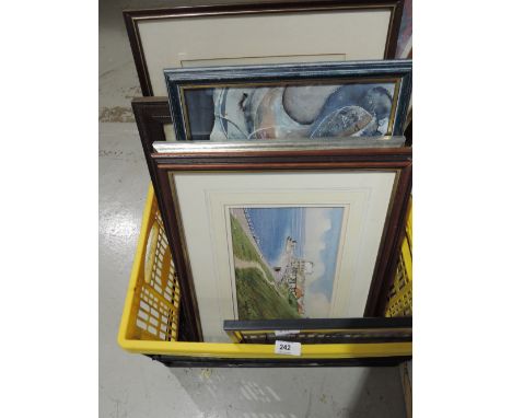 A selection of interesting art works and prints including abstract and watercolour portrait