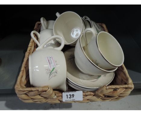 A part tea or coffee service by Copeland Spode in the Oklahoma design on brown stamp