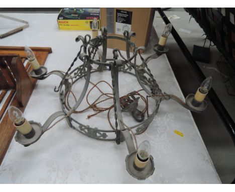 A traditional galvanised ceiling light (as found not tested)