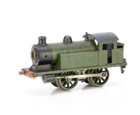A Märklin 0 Gauge 4 volt DC electric 0-4-0 Tank Locomotive, ref T3130, in LNER lined green, un-numbered with outside cylinder