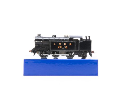 Hornby-Dublo 00 Gauge pre-war Clockwork LMS black 2690 0-6-2 Tank Engine  in blue storage box, VG-E, some minor paint loss, t