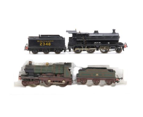00 Gauge kitbuilt SR and GWR Locomotives and tenders SR black K Class 2-6-0 No 2348, front pony unattached, and GWR City Clas
