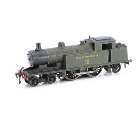 A modified Bing 0 Gauge electric SR 'I 2' class 4-4-2 Tank Locomotive,  in SR olive green as No. 12, with period LMC or B-L e