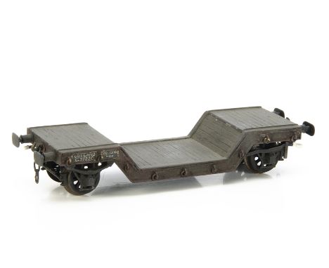 A scratch-built 0 Gauge Gutland Railway 4-wheeled 20-ton Well Wagon, from Captain Kelly's famous line, built in wood, with sp