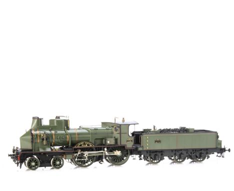 A Bockholt (for Fulgurex) Gauge 1 two-rail French Ateliers D'Arles PLM 'Coupe-Vent' class 4-4-0 Locomotive and Tender,  super