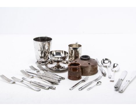 Pre-BR Silver Plated and Other Dining Accoutrements and Inkwell,  various items LNER silver plate including Walker &amp; Hall
