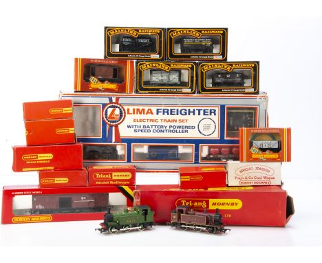 Lima 00 Gauge Freighter Train Set and Hornby unboxed Tank Engines and Hornby and Mainline Goods Rolling Stock, Set comprising