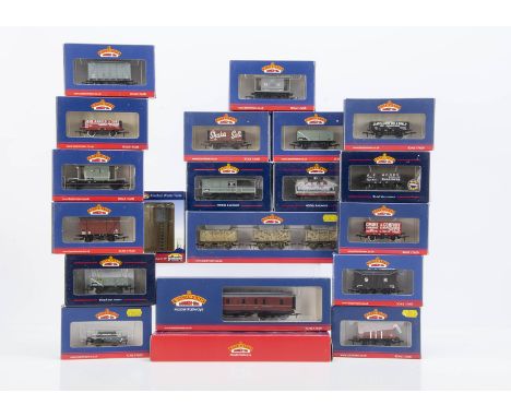 Bachmann OO Gauge Goods Wagons,  a boxed collection comprises 34-327D LMS Crimson parcel van, two boxed sets of three goods w