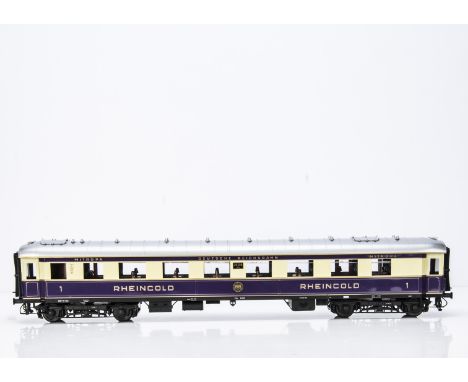 A Finescale Gauge 1 German Deutsche Reichsbahn 'Rheingold' Mitropa 1st class Parlour Car by J&amp;M Models,  in the delightfu