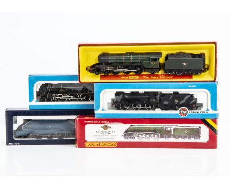 OO Gauge Steam Locomotives with Tenders, a boxed group Bachmann 31-952 A4 streamline Mallard 4468 in LNER Garter blue, Hornby