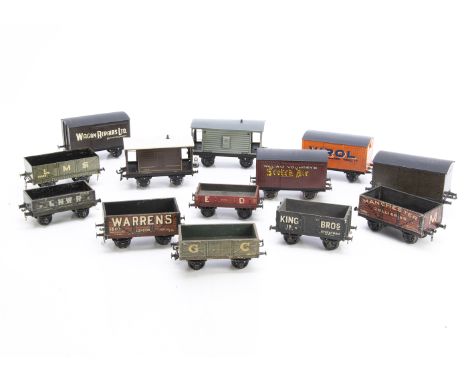 Assorted 0 Gauge Freight Stock, mostly Bassett-Lowke or LMC wagons, B-L items including lithographed tinplate BR brake van, L