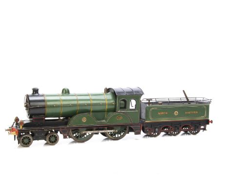 A rare Carette for Bassett-Lowke Gauge 3 (2½") live steam North Eastern Railway 4-4-0 No 1238 Locomotive and Tender,  in line