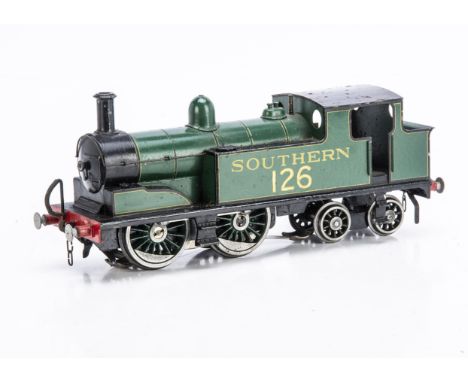 A modified Leeds Model Co 0 Gauge electric SR 'T1' class 0-4-4 Tank Locomotive,  the body in apparently original SR malachite