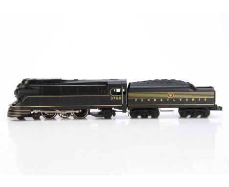 An American 0 Gauge Pennsylvania RR 'Torpedo' streamlined 'Pacific' 4-6-2 Steam Locomotive and Tender by Rail King, ref 30-11