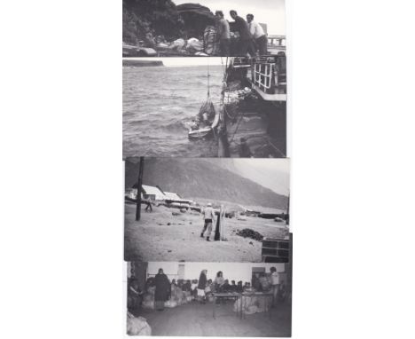 Tristan Da Cunha 1986- set of four photographic postcards of the Mail Service on the Island- arriving on M.V Atlantic Isle, t
