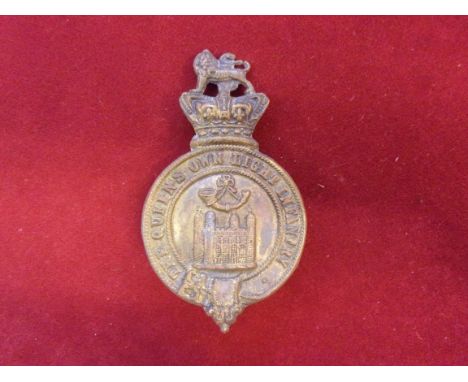 British The Queen's Own Light Infantry OR's helmet/Glengarry badge, QVC and in excellent condition. Scarce