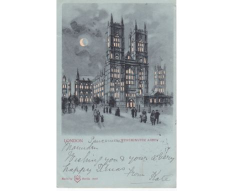 London 1900-Westminster Abbey  'Hold to Light' used - clean card