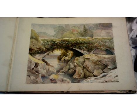 Winsor and Newton sketch book-14.1/2"x10" containing some water colours and pencil drawings, some blank pages still left to u