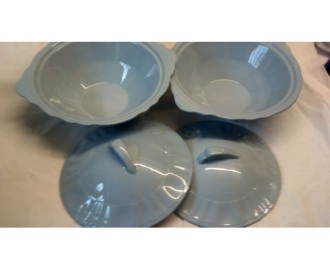 Serving Dishes-J + G Meakin - Blue serving dishes (2) with Lids in good condition