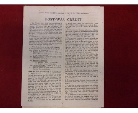 British WWII and after Post War Credit Leaflet, in excellent condition. A good insight into the postwar period in Britain and