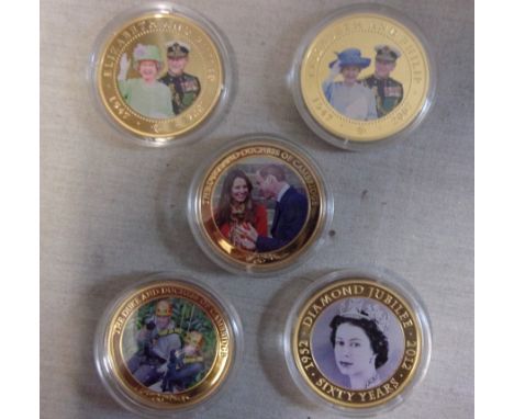 Great Britain 2997-12013-Cook Islands Dollar, 2007 (2) 2012 (2) and 2013-gold plated + enamel Royalty-Proof (5)