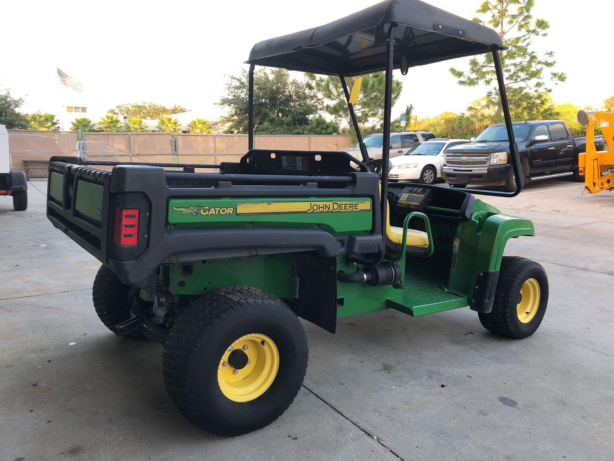 JOHN DEERE TX 4X2 TURF GATOR UTV, GAS ENGINE, ELECTRIC DUMP BED, RUNS