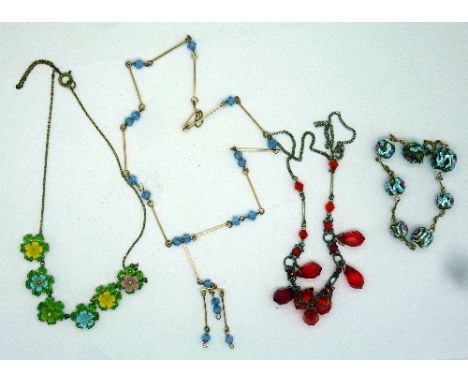Five vintage necklets and a bracelet