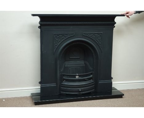 Pembroke cast iron fire surround (W120cm (max)), and black granite hearth