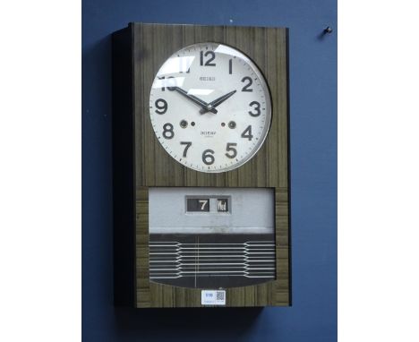 Seiko Retro 30 Day wall clock, circular dial enclosed by a laminate door, twin train movement striking the hours on two rods,