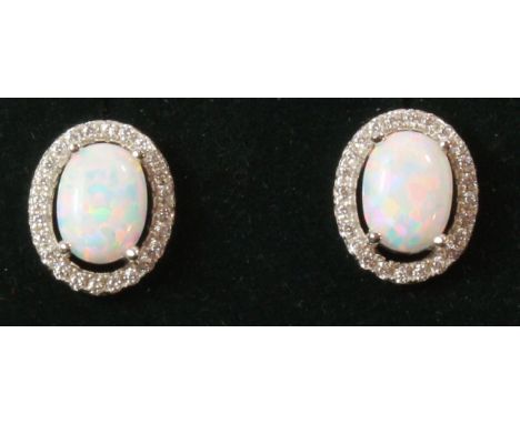 Pair of opal cluster ear-rings stamped 925 Condition Report Click here for further images, condition, auction times & deliver