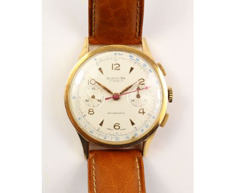 Gentleman's Altamira by Moise Dreyfuss chronograph antimagnetic 18ct gold wristwatch Swiss hallmarks no1163 WATCHES - as we a