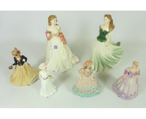 Two Royal Worcester figurines; 'Jane' and 'Glyndebourne' and four Coalport figurines (6)   Condition Report   Click here for 