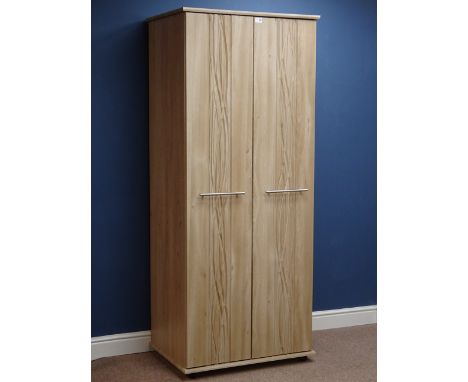 Light oak finish double wardrobe, W78cm, H190cm, D57cm   Condition Report   Click here for further images, condition, auction