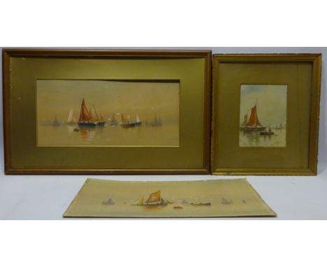 Fishing Boats at Sea, pair watercolours signed R Morris and 'Sunset after Rain Holland', 20th century watercolour signed and 