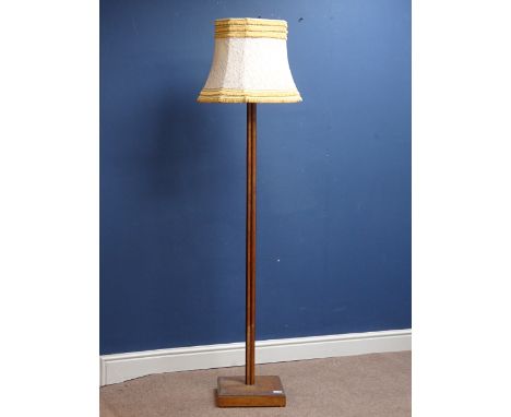 Art Deco period oak standard lamp with shade, H174cm   Condition Report   Click here for further images, condition, auction t