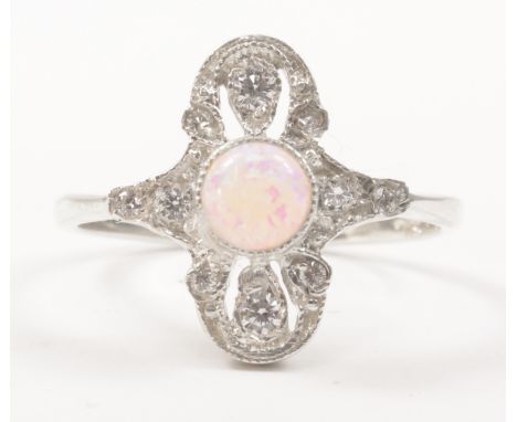 Fancy set opal ring stamped sil   Condition Report   Click here for further images, condition, auction times & delivery costs