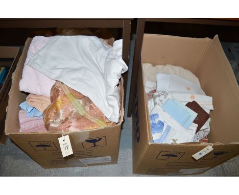 A collection of miscellaneous household soft goods, to include: towels, sheets, curtains, handkerchiefs, table linen, etc. in
