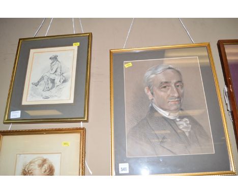 A pastel painting - Portrait of a gentleman wearing a cravat; together with a pencil drawing - A country gentleman, indistinc