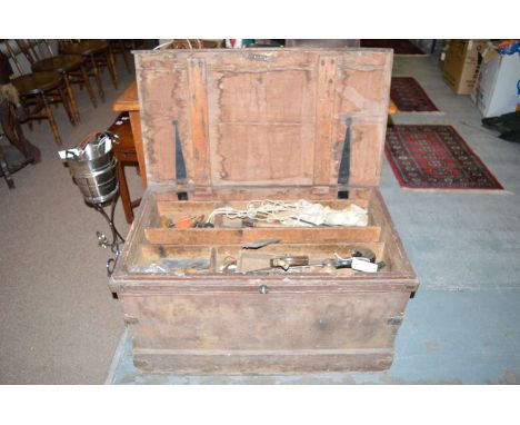 A carpenter's tool box; together with a quantity of tools.
