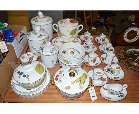 A quantity of Royal Worcester 'Evesham' pattern china, including: storage jars, tureens, eight chocolate cups, etc.