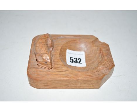 A Robert 'Mouseman' Thompson carved oak ashtray (unused).